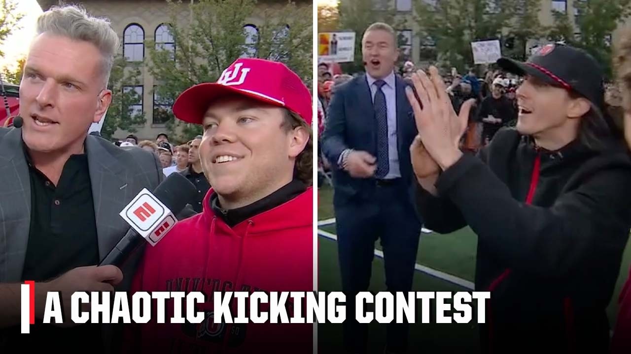 A CHAOTIC KICKING CONTEST 🤯 Pat McAfee and Kirk Herbstreit ICE the kicker‼️